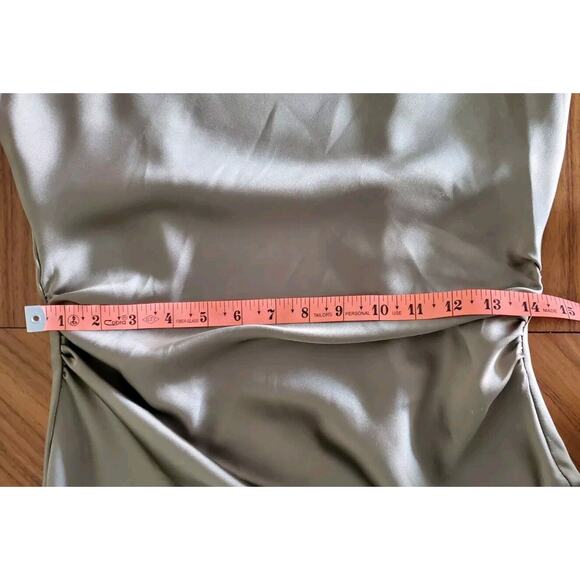 Zara Olive Green Satin Maxi Dress - Picture 10 of 13